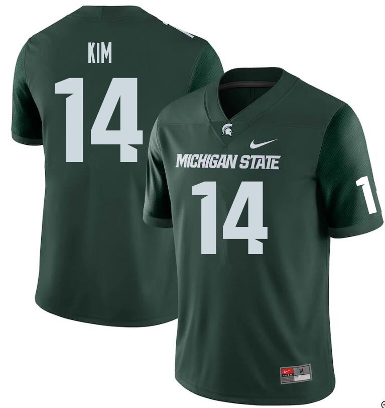 Men #14 Noah Kim Michigan State Spartans College Football Jerseys Sale-Green